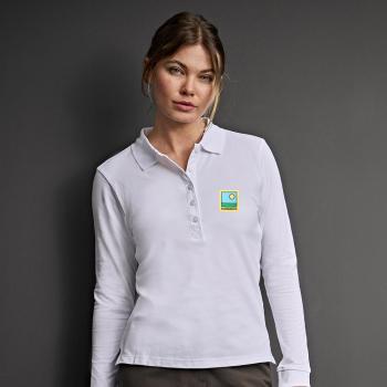 Ladies' LUXURY LS STRETCH Langarm-Polo mit Firmenlogo bestickt