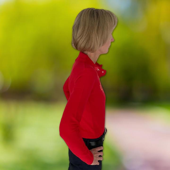 Besticktes Polohemd in weiss für Damen